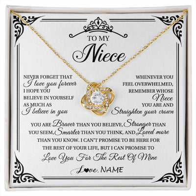 Love Knot Necklace 18K Yellow Gold Finish | 1 | Personalized To My Niece Necklace From Aunt Uncle I Love You Forever Niece Birthday Valentines Day Graduation Christmas Customized Gift Box Message Card | siriusteestore