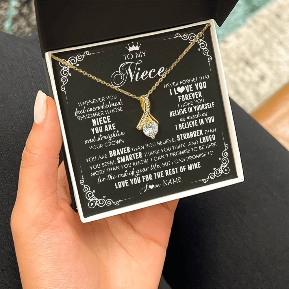 Alluring Beauty Necklace 18K Yellow Gold Finish | 2 | Personalized To My Niece Necklace From Aunt Uncle Inspirational Strength Niece Birthday Jewelry Graduation Christmas Customized Gift Box Message Card | siriusteestore