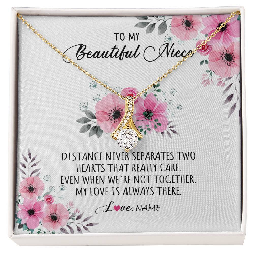 Alluring Beauty Necklace 18K Yellow Gold Finish | Personalized To My Niece Necklace From Aunt Uncle My Love Is Always There Niece Jewelry Birthday Graduation Christmas Customized Gift Box Message Card | siriusteestore