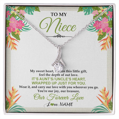 Alluring Beauty Necklace 14K White Gold Finish | 1 | Personalized To My Niece Necklace From Aunt Uncle My Sweet Heart Birthday Gift For Niece Graduation Anniversary Christmas Customized Gift Box Message Card | siriusteestore