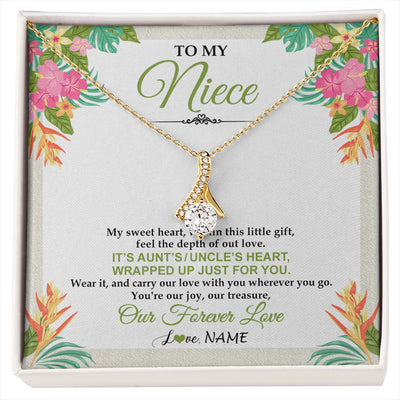 Alluring Beauty Necklace 18K Yellow Gold Finish | 1 | Personalized To My Niece Necklace From Aunt Uncle My Sweet Heart Birthday Gift For Niece Graduation Anniversary Christmas Customized Gift Box Message Card | siriusteestore