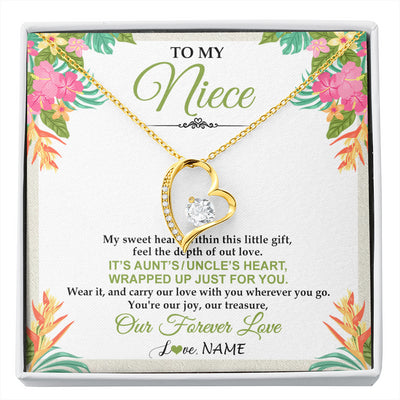 Forever Love Necklace 18K Yellow Gold Finish | 1 | Personalized To My Niece Necklace From Aunt Uncle My Sweet Heart Birthday Gift For Niece Graduation Anniversary Christmas Customized Gift Box Message Card | siriusteestore