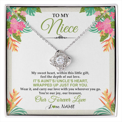 Love Knot Necklace 14K White Gold Finish | 1 | Personalized To My Niece Necklace From Aunt Uncle My Sweet Heart Birthday Gift For Niece Graduation Anniversary Christmas Customized Gift Box Message Card | siriusteestore