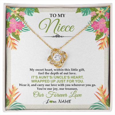 Love Knot Necklace 18K Yellow Gold Finish | 1 | Personalized To My Niece Necklace From Aunt Uncle My Sweet Heart Birthday Gift For Niece Graduation Anniversary Christmas Customized Gift Box Message Card | siriusteestore
