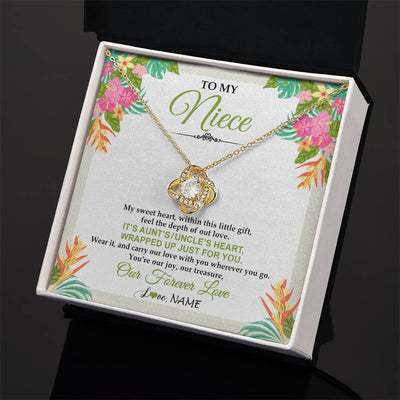 Love Knot Necklace 18K Yellow Gold Finish | 2 | Personalized To My Niece Necklace From Aunt Uncle My Sweet Heart Birthday Gift For Niece Graduation Anniversary Christmas Customized Gift Box Message Card | siriusteestore