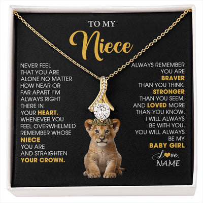 Alluring Beauty Necklace 18K Yellow Gold Finish | 1 | Personalized To My Niece Necklace From Aunt Uncle Never Feel You Are Alone Lion Birthday Gift Niece Anniversary Christmas Customized Gift Box Message Card | siriusteestore