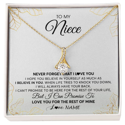 Alluring Beauty Necklace 18K Yellow Gold Finish | 1 | Personalized To My Niece Necklace From Aunt Uncle Never Forget That I Love You Niece Birthday Graduation Christmas Customized Gift Box Message Card | siriusteestore