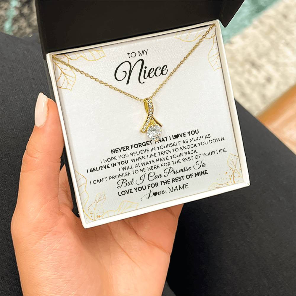 Alluring Beauty Necklace 18K Yellow Gold Finish | 2 | Personalized To My Niece Necklace From Aunt Uncle Never Forget That I Love You Niece Birthday Graduation Christmas Customized Gift Box Message Card | siriusteestore
