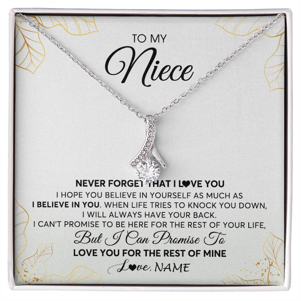 Alluring Beauty Necklace | Personalized To My Niece Necklace From Aunt Uncle Never Forget That I Love You Niece Birthday Graduation Christmas Customized Gift Box Message Card | siriusteestore