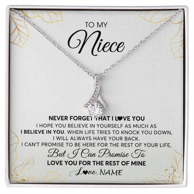 Alluring Beauty Necklace | Personalized To My Niece Necklace From Aunt Uncle Never Forget That I Love You Niece Birthday Graduation Christmas Customized Gift Box Message Card | siriusteestore