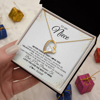 Forever Love Necklace 18K Yellow Gold Finish | 2 | Personalized To My Niece Necklace From Aunt Uncle Never Forget That I Love You Niece Birthday Graduation Christmas Customized Gift Box Message Card | siriusteestore