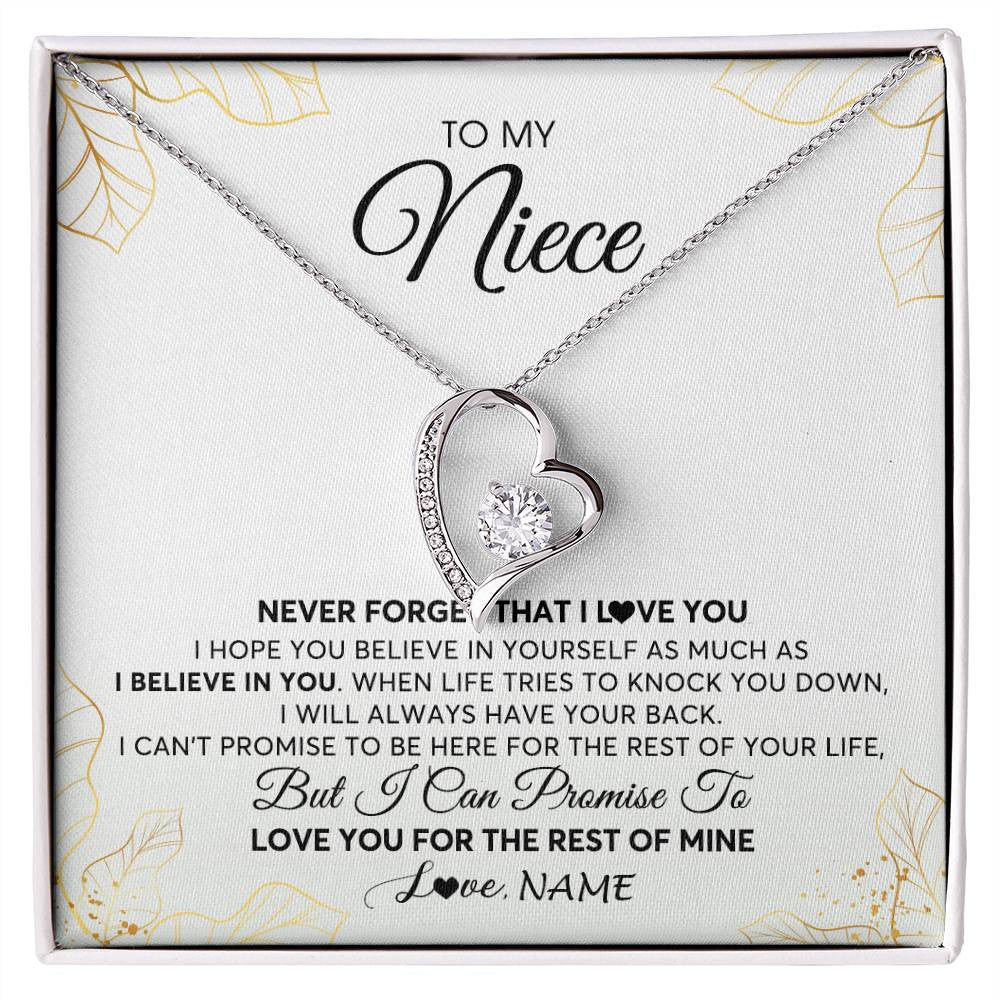 Forever Love Necklace | Personalized To My Niece Necklace From Aunt Uncle Never Forget That I Love You Niece Birthday Graduation Christmas Customized Gift Box Message Card | siriusteestore