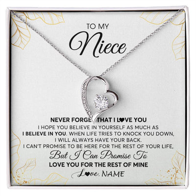 Forever Love Necklace | Personalized To My Niece Necklace From Aunt Uncle Never Forget That I Love You Niece Birthday Graduation Christmas Customized Gift Box Message Card | siriusteestore
