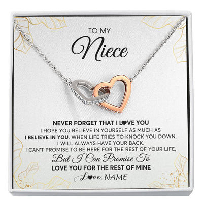Interlocking Hearts Necklace | Personalized To My Niece Necklace From Aunt Uncle Never Forget That I Love You Niece Birthday Graduation Christmas Customized Gift Box Message Card | siriusteestore