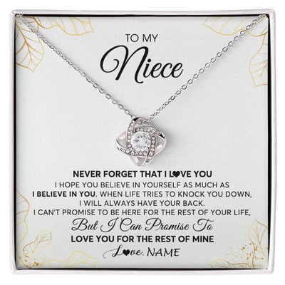 Love Knot Necklace | Personalized To My Niece Necklace From Aunt Uncle Never Forget That I Love You Niece Birthday Graduation Christmas Customized Gift Box Message Card | siriusteestore