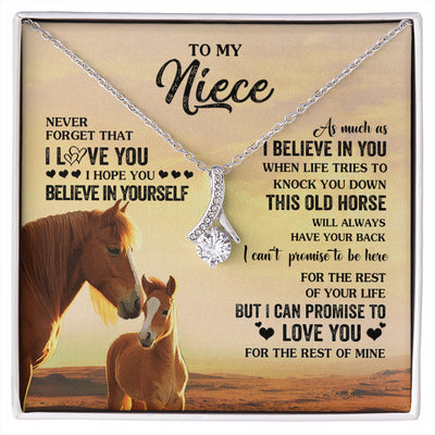 Alluring Beauty Necklace 14K White Gold Finish | 1 | Personalized To My Niece Necklace From Aunt Uncle This Old Horse Love You Niece Birthday Gifts Jewelry Graduation Christmas Customized Gift Box Message Card | siriusteestore