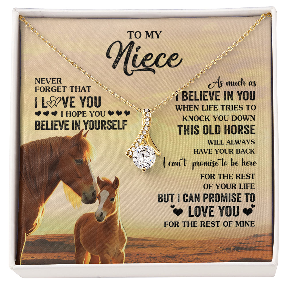 Alluring Beauty Necklace 18K Yellow Gold Finish | 1 | Personalized To My Niece Necklace From Aunt Uncle This Old Horse Love You Niece Birthday Gifts Jewelry Graduation Christmas Customized Gift Box Message Card | siriusteestore