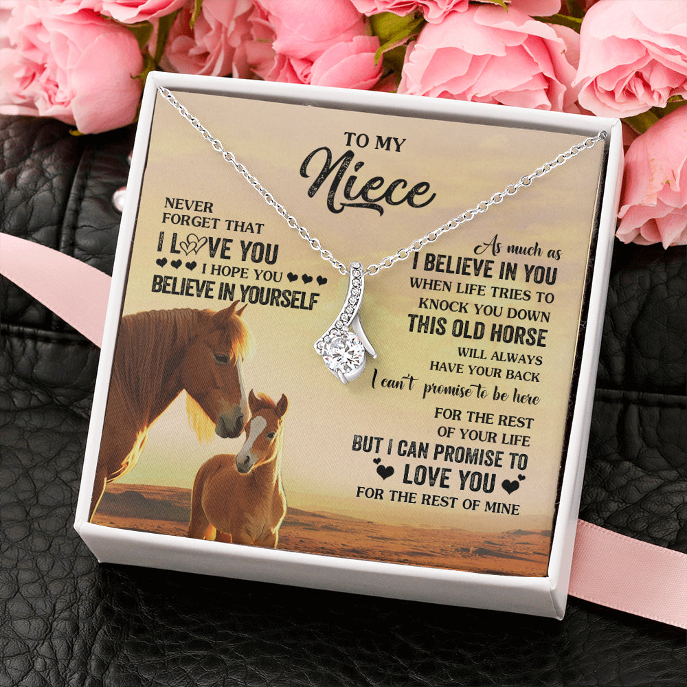 Alluring Beauty Necklace 14K White Gold Finish | 2 | Personalized To My Niece Necklace From Aunt Uncle This Old Horse Love You Niece Birthday Gifts Jewelry Graduation Christmas Customized Gift Box Message Card | siriusteestore