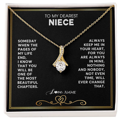 Alluring Beauty Necklace 18K Yellow Gold Finish | 1 | Personalized To My Niece Necklace From Aunt Uncle When The Pages Of My Life End Niece Birthday Graduation Christmas Pendant Customized Gift Message Card | siriusteestore