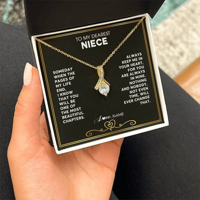 Alluring Beauty Necklace 18K Yellow Gold Finish | 2 | Personalized To My Niece Necklace From Aunt Uncle When The Pages Of My Life End Niece Birthday Graduation Christmas Pendant Customized Gift Message Card | siriusteestore