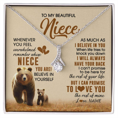 Alluring Beauty Necklace 14K White Gold Finish | 1 | Personalized To My Niece Necklace From Aunt Uncle Whenever You Feel Bear Niece Birthday Gifts Gifts Graduation Christmas Customized Gift Box Message Card | siriusteestore