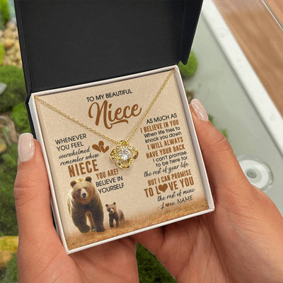 Love Knot Necklace 18K Yellow Gold Finish | 2 | Personalized To My Niece Necklace From Aunt Uncle Whenever You Feel Bear Niece Birthday Gifts Gifts Graduation Christmas Customized Gift Box Message Card | siriusteestore