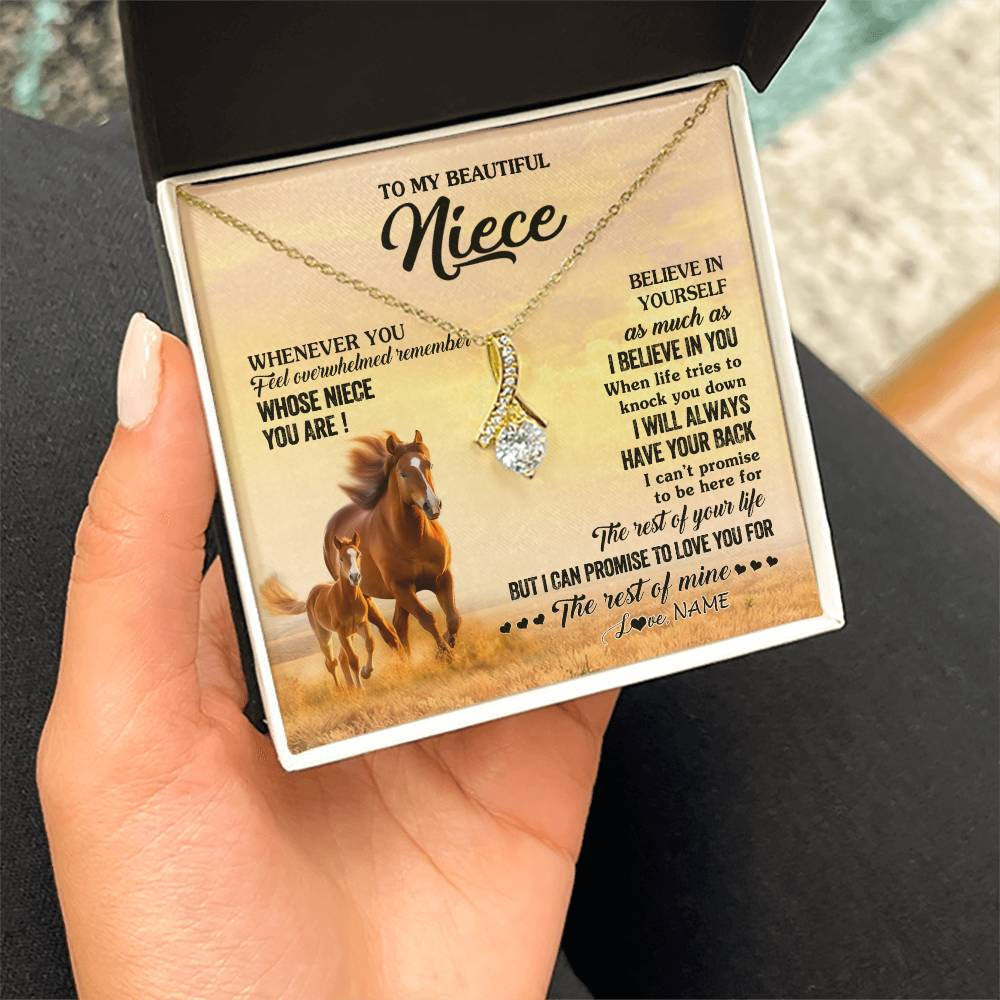 Alluring Beauty Necklace 18K Yellow Gold Finish | 2 | Personalized To My Niece Necklace From Aunt Uncle Whenever You Feel Horse Niece Birthday Gifts Jewelry Graduation Christmas Customized Gift Box Message Card | siriusteestore