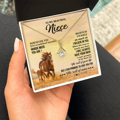Alluring Beauty Necklace 18K Yellow Gold Finish | 2 | Personalized To My Niece Necklace From Aunt Uncle Whenever You Feel Horse Niece Birthday Gifts Jewelry Graduation Christmas Customized Gift Box Message Card | siriusteestore