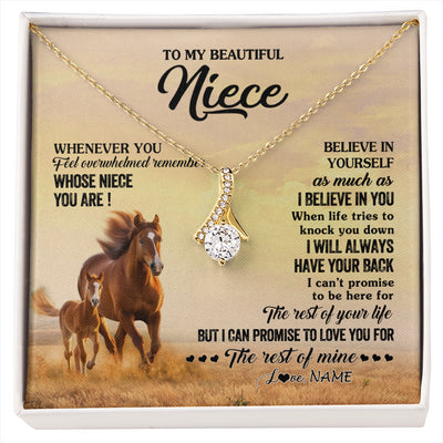 Alluring Beauty Necklace 18K Yellow Gold Finish | 1 | Personalized To My Niece Necklace From Aunt Uncle Whenever You Feel Horse Niece Birthday Gifts Jewelry Graduation Christmas Customized Gift Box Message Card | siriusteestore
