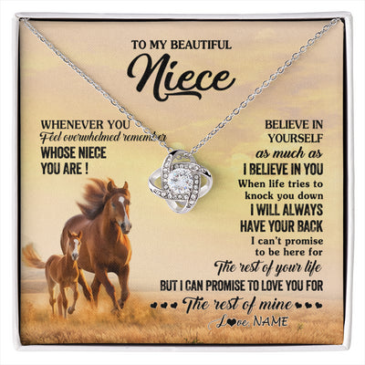 Love Knot Necklace 14K White Gold Finish | 1 | Personalized To My Niece Necklace From Aunt Uncle Whenever You Feel Horse Niece Birthday Gifts Jewelry Graduation Christmas Customized Gift Box Message Card | siriusteestore