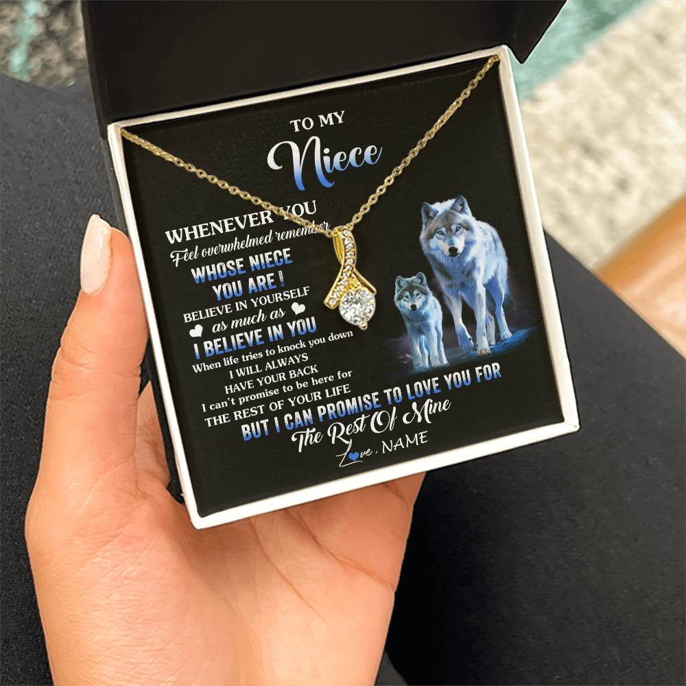 Alluring Beauty Necklace 18K Yellow Gold Finish | 2 | Personalized To My Niece Necklace From Aunt Uncle Whenever You Feel Wolf Niece Birthday Gifts Jewelry Graduation Christmas Customized Gift Box Message Card | siriusteestore