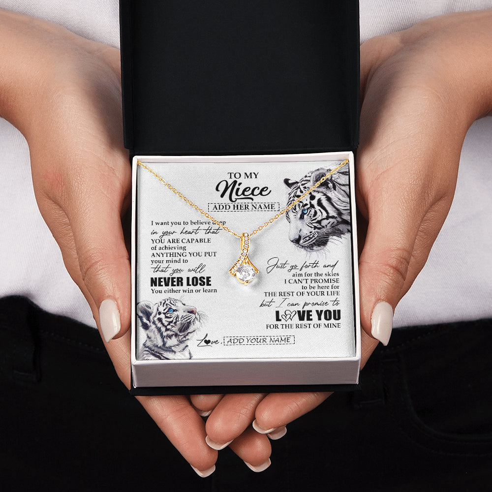 Alluring Beauty Necklace 18K Yellow Gold Finish | 2 | Personalized To My Niece Necklace From Aunt Uncle You Will Never Lose White Tiger Niece Birthday Gifts Graduation Christmas Custom Gift Box Message Card | siriusteestore