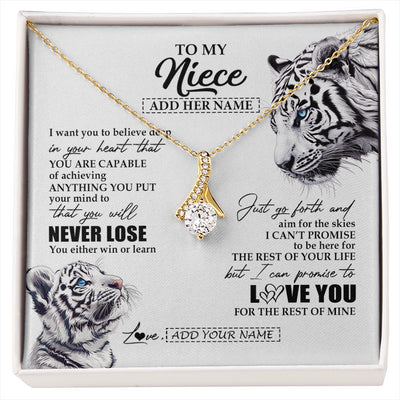 Alluring Beauty Necklace 18K Yellow Gold Finish | 1 | Personalized To My Niece Necklace From Aunt Uncle You Will Never Lose White Tiger Niece Birthday Gifts Graduation Christmas Custom Gift Box Message Card | siriusteestore