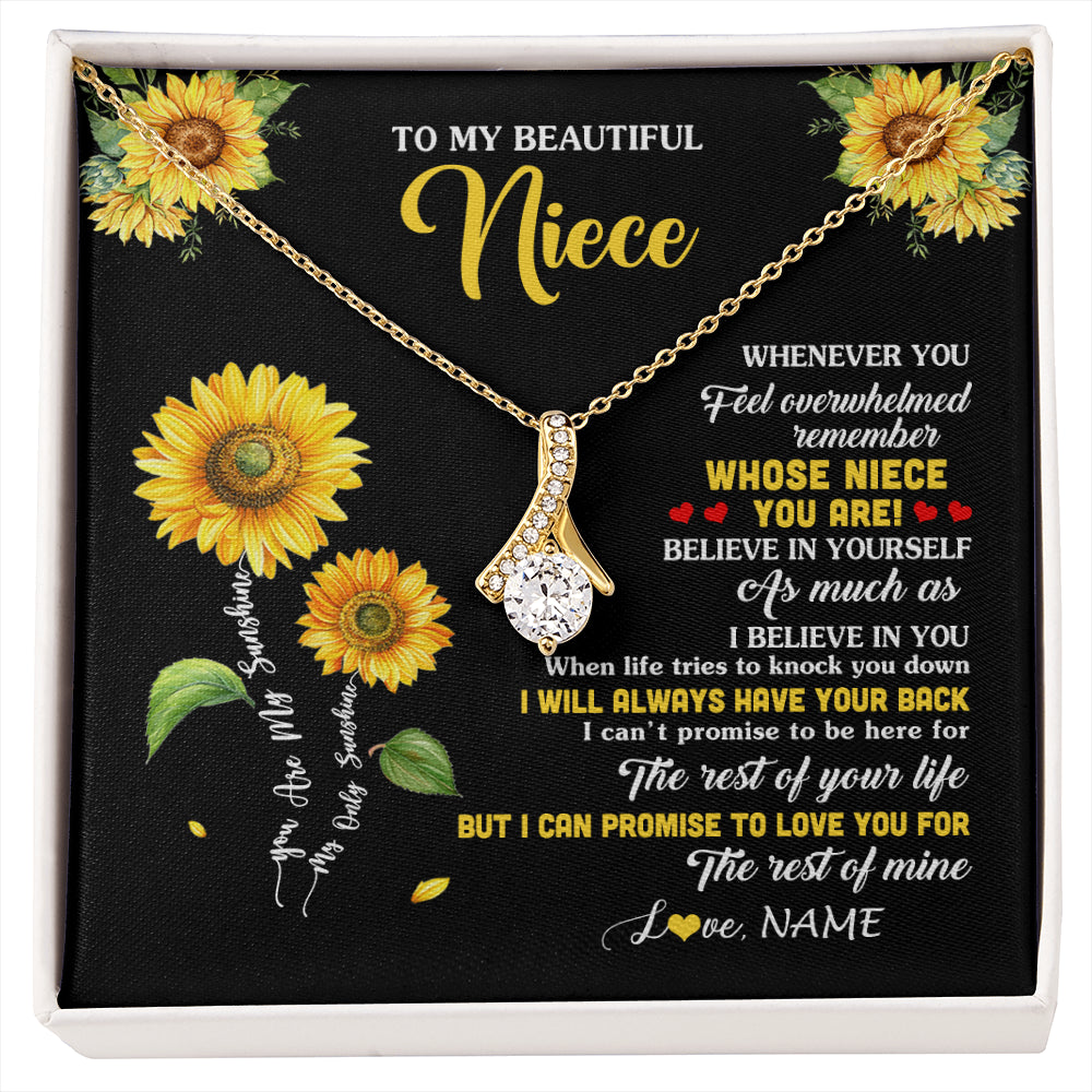 Alluring Beauty Necklace 18K Yellow Gold Finish | 1 | Personalized To My Niece Necklace From Aunt Whenever You Feel Sunflower Niece Birthday Gifts Jewelry Graduation Christmas Customized Gift Box Message Card | siriusteestore