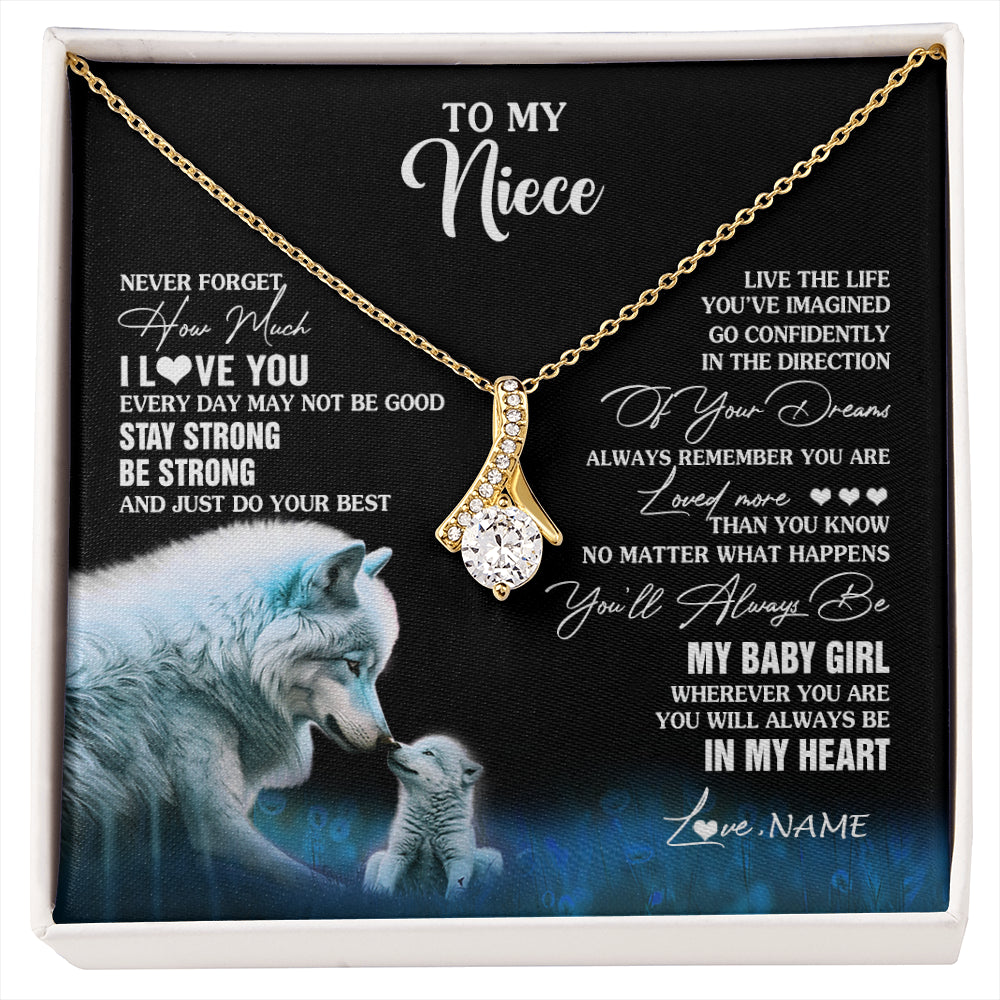 Alluring Beauty Necklace 18K Yellow Gold Finish | 1 | Personalized To My Niece Necklace From Aunt Wolf Never Forget How Much I Love You Niece Birthday Gifts Jewelry Christmas Customized Gift Box Message Card | siriusteestore