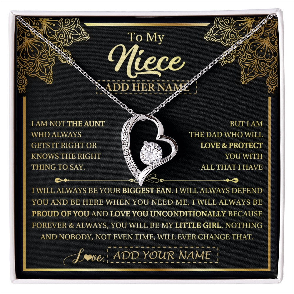 Forever Love Necklace 14K White Gold Finish | 1 | Personalized To My Niece Necklace From Aunt Your Biggest Fan Birthday Gifts For Niece Gifts Graduation Christmas Jewelry Customized Gift Box Message Card | siriusteestore.myshopify