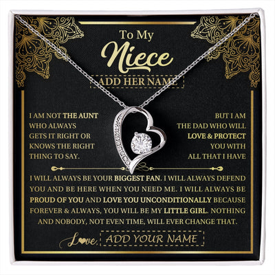 Forever Love Necklace 14K White Gold Finish | 1 | Personalized To My Niece Necklace From Aunt Your Biggest Fan Birthday Gifts For Niece Gifts Graduation Christmas Jewelry Customized Gift Box Message Card | siriusteestore.myshopify