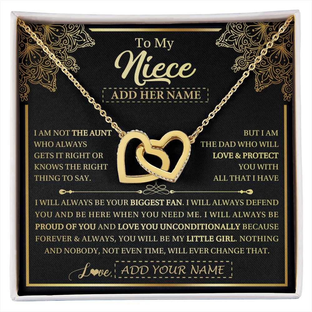 Interlocking Hearts Necklace 18K Yellow Gold Finish | 1 | Personalized To My Niece Necklace From Aunt Your Biggest Fan Birthday Gifts For Niece Gifts Graduation Christmas Jewelry Customized Gift Box Message Card | siriusteestore.myshopify