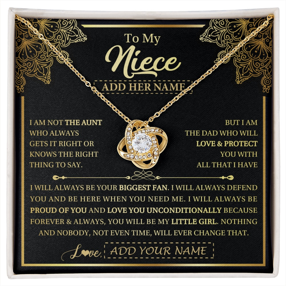 Love Knot Necklace 18K Yellow Gold Finish | 1 | Personalized To My Niece Necklace From Aunt Your Biggest Fan Birthday Gifts For Niece Gifts Graduation Christmas Jewelry Customized Gift Box Message Card | siriusteestore.myshopify