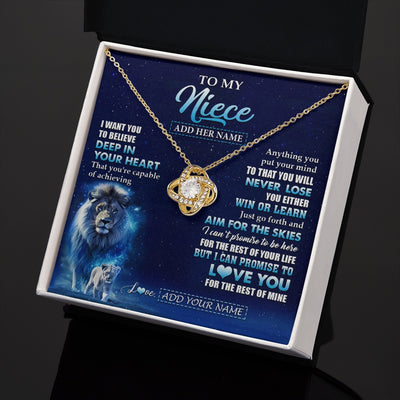 Love Knot Necklace 18K Yellow Gold Finish | 2 | Personalized To My Niece Necklace From Uncle Believe Your Heart Niece Gift Birthday Graduation Christmas Customized Gift Box Message Card | siriusteestore.myshopify