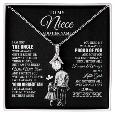 Alluring Beauty Necklace 14K White Gold Finish | 1 | Personalized To My Niece Necklace From Uncle Biggest Fan Birthday Gifts For Niece From Uncle Niece Graduation Christmas Customized Gift Box Message Card | siriusteestore.myshopify