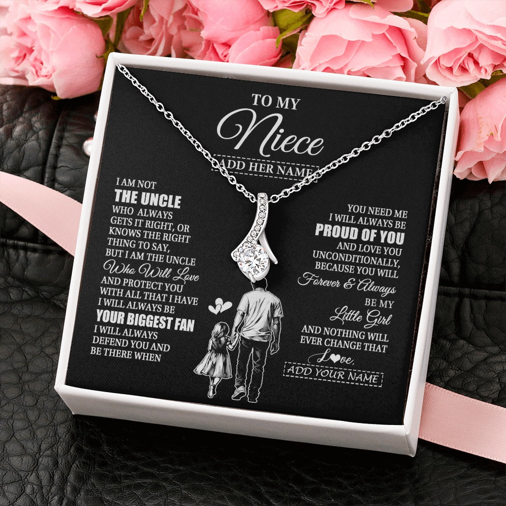 Alluring Beauty Necklace 14K White Gold Finish | 2 | Personalized To My Niece Necklace From Uncle Biggest Fan Birthday Gifts For Niece From Uncle Niece Graduation Christmas Customized Gift Box Message Card | siriusteestore.myshopify