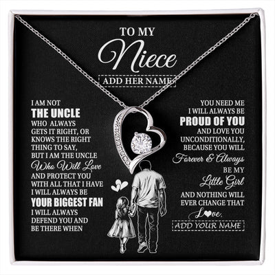 Forever Love Necklace 14K White Gold Finish | 1 | Personalized To My Niece Necklace From Uncle Biggest Fan Birthday Gifts For Niece From Uncle Niece Graduation Christmas Customized Gift Box Message Card | siriusteestore.myshopify