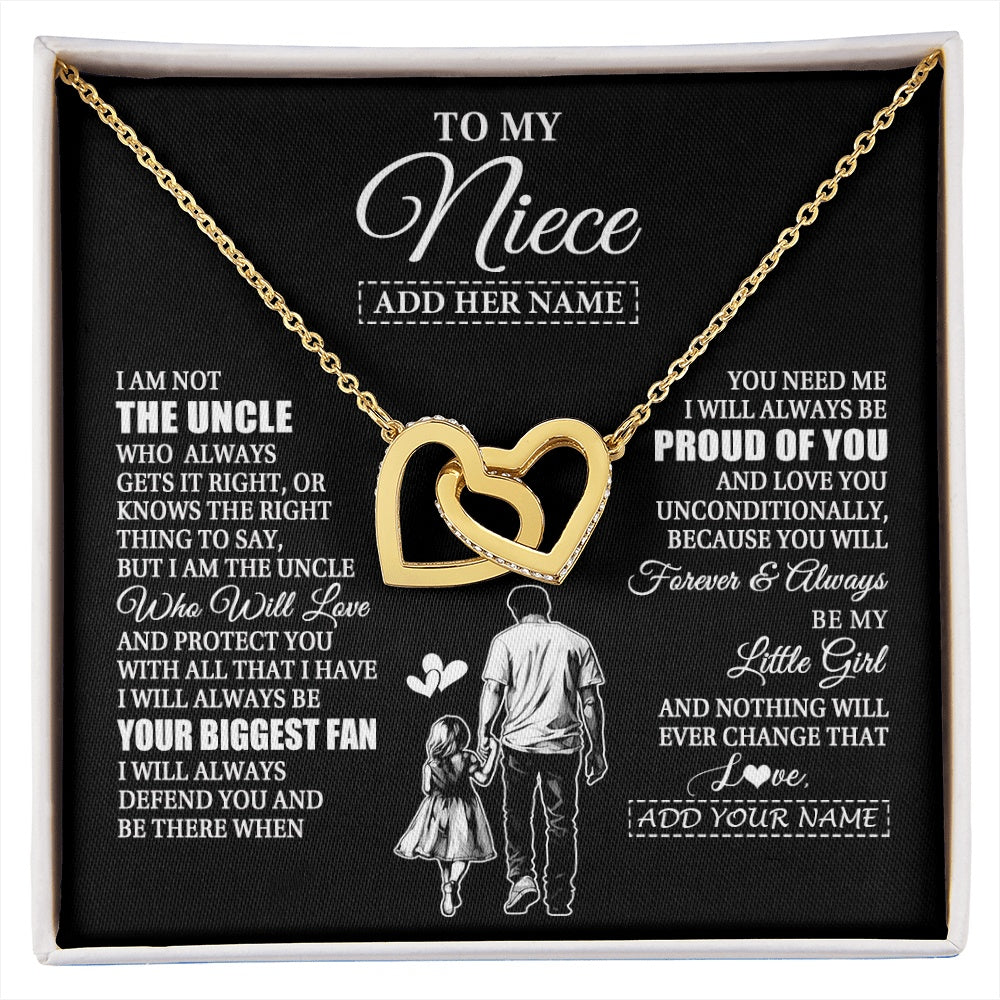 Interlocking Hearts Necklace 18K Yellow Gold Finish | 1 | Personalized To My Niece Necklace From Uncle Biggest Fan Birthday Gifts For Niece From Uncle Niece Graduation Christmas Customized Gift Box Message Card | siriusteestore.myshopify