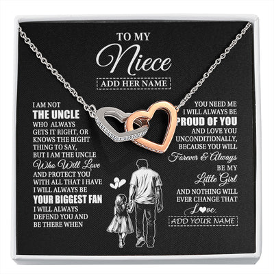 Interlocking Hearts Necklace Stainless Steel & Rose Gold Finish | 1 | Personalized To My Niece Necklace From Uncle Biggest Fan Birthday Gifts For Niece From Uncle Niece Graduation Christmas Customized Gift Box Message Card | siriusteestore.myshopify