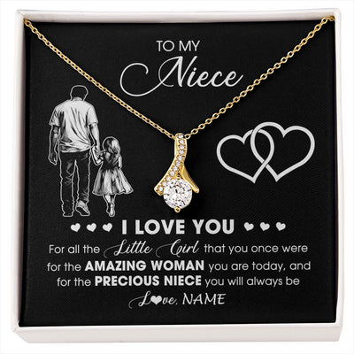 Alluring Beauty Necklace 18K Yellow Gold Finish | 1 | Personalized To My Niece Necklace From Uncle I Love You Little Girl Niece Birthday Graduation Christmas Jewelry Customized Gift Box Message Card | siriusteestore