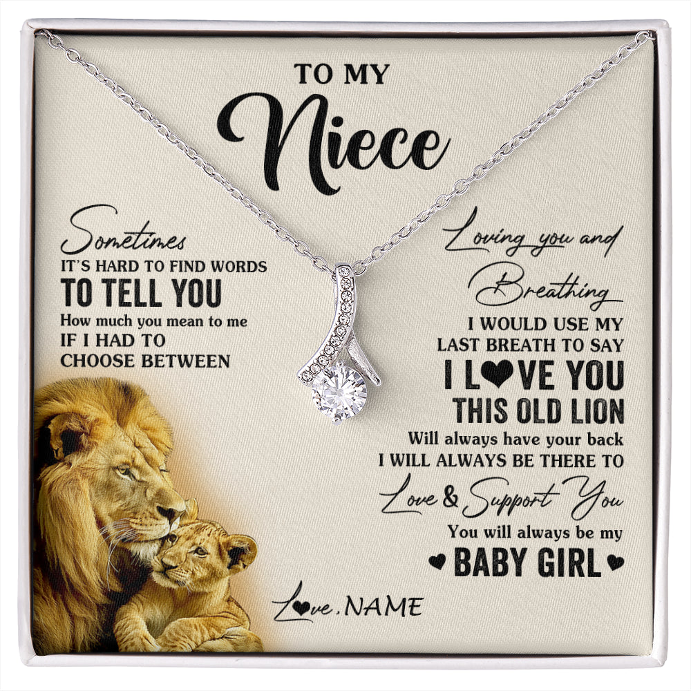 Alluring Beauty Necklace 14K White Gold Finish | 1 | Personalized To My Niece Necklace From Uncle I Love You This Old Lion Niece Birthday Graduation Christmas Jewelry Customized Gift Box Message Card | siriusteestore