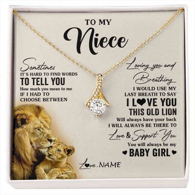 Alluring Beauty Necklace 18K Yellow Gold Finish | 1 | Personalized To My Niece Necklace From Uncle I Love You This Old Lion Niece Birthday Graduation Christmas Jewelry Customized Gift Box Message Card | siriusteestore