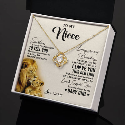 Love Knot Necklace 18K Yellow Gold Finish | 2 | Personalized To My Niece Necklace From Uncle I Love You This Old Lion Niece Birthday Graduation Christmas Jewelry Customized Gift Box Message Card | siriusteestore