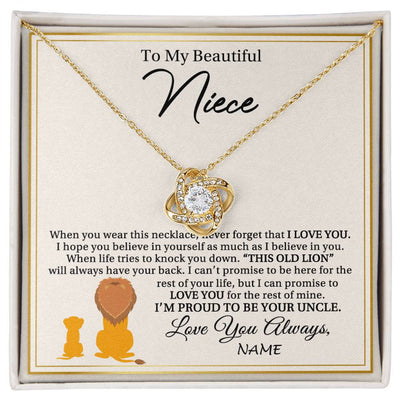 Love Knot Necklace 18K Yellow Gold Finish | 1 | Personalized To My Niece Necklace From Uncle I'M Proud To Be Your Uncle Lion Niece Birthday Graduation Christmas Customized Gift Box Message Card | siriusteestore